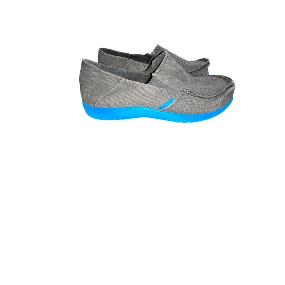 Crocs Santa Cruz Loafers Slip-On Shoes Charcoal Gray Canvas Junior Size 5